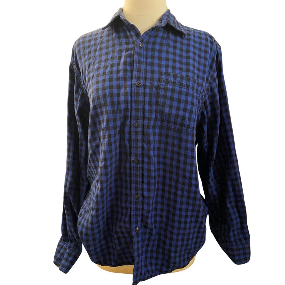 JOE FRESH Vintage flannel blue black check good used condition Medium GRUNGE